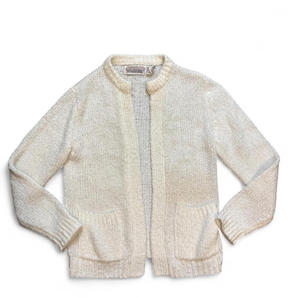 Vintage 80s 90s The Country Workshop Cream Knit Cardigan Sweater Jacket